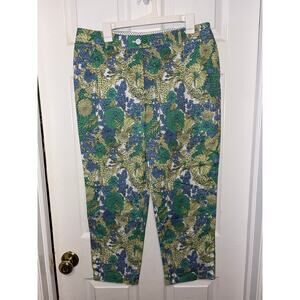 Talbots floral perfect crop pants size 12 button accent nwot